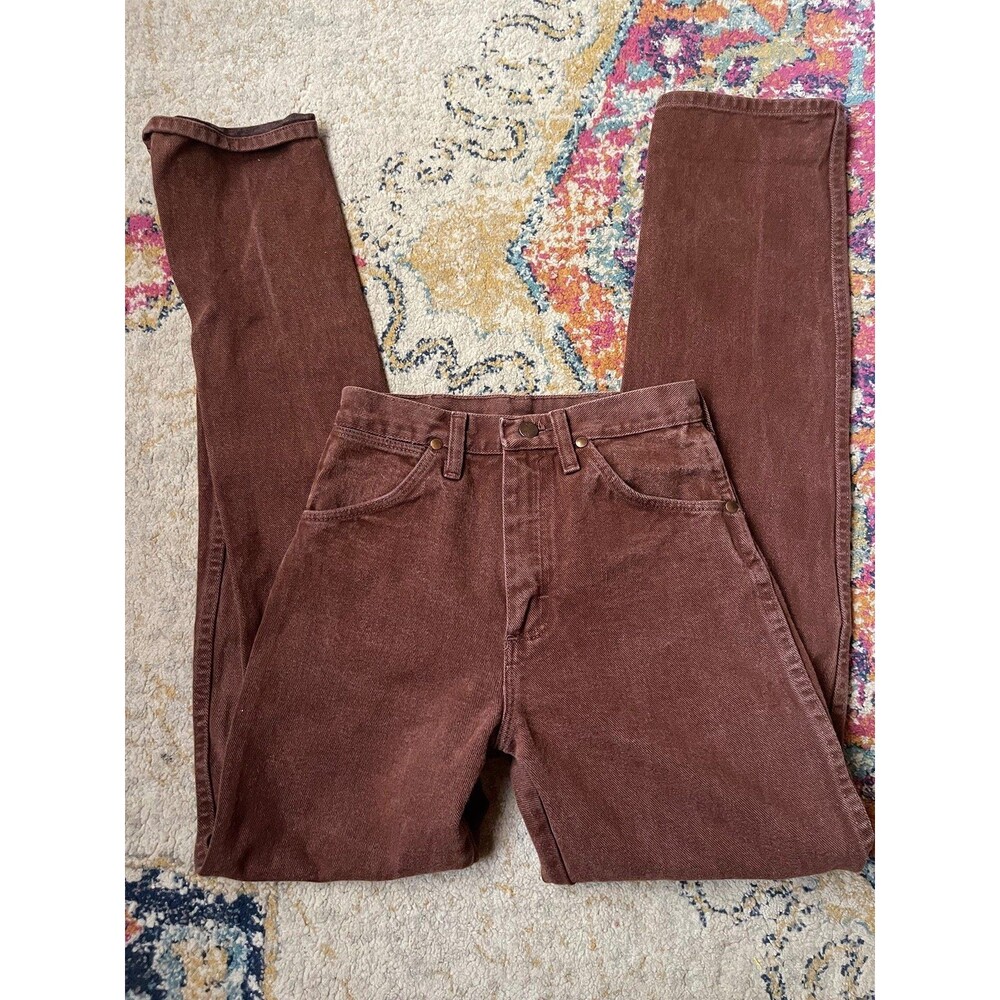 Vintage Wrangler Cowboy Cut slim-fit jeans in a stunning chocolate brown 5